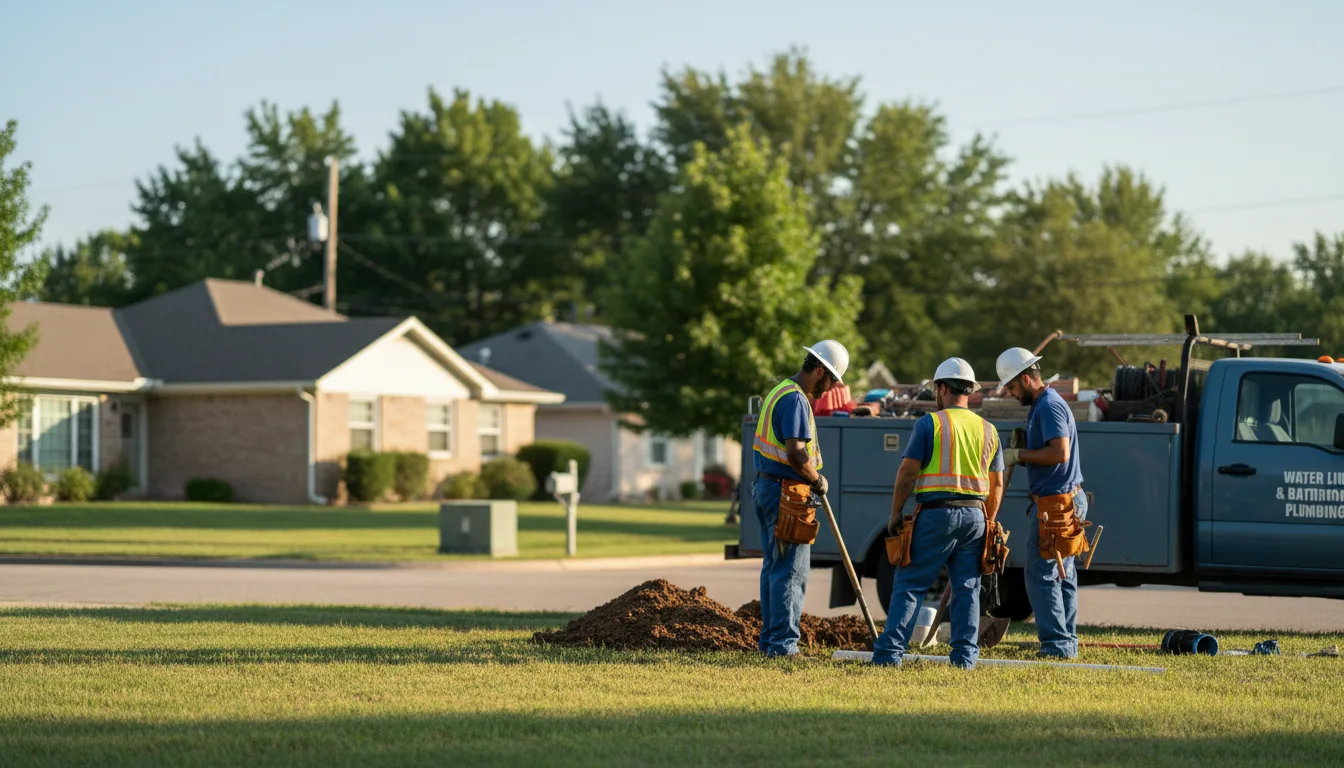 Residential water line and bathroom plumbing service in Kellyville, OK